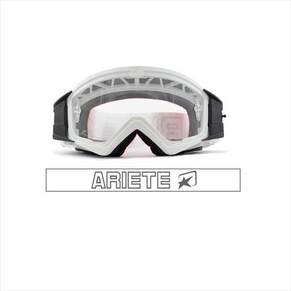 Кроссовые очки (маска) Ariete Mudmax белые с прозрачной линзой с пинами  #1