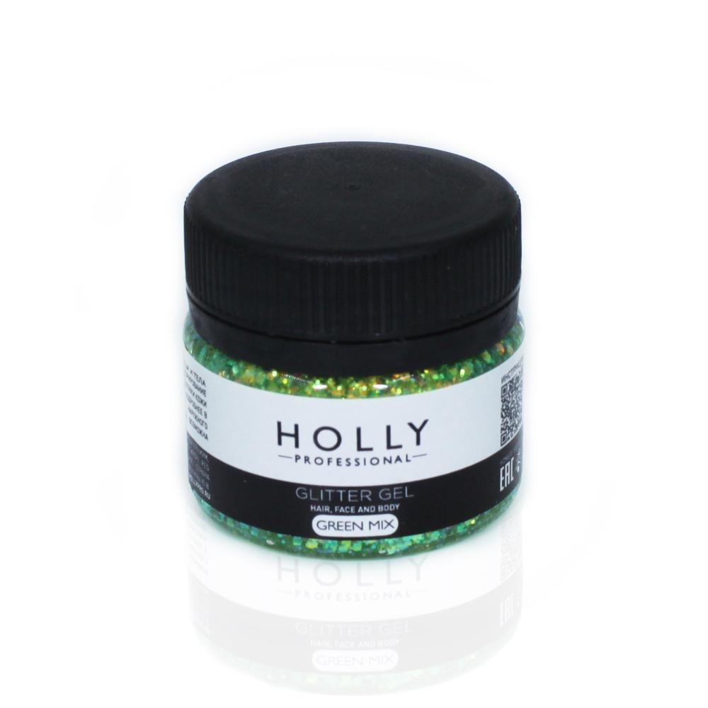 Глиттер для глаз, лица, волос и тела Glitter Gel, Holly Professional (Green Mix)  #1