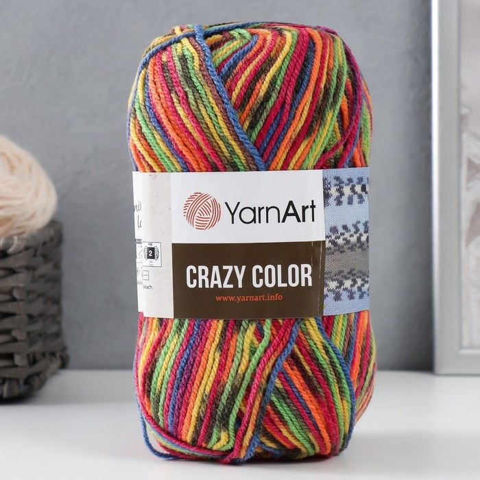 Пряжа для вязания YarnArt "Crazy color" 25% шерсть, 75% акрил 260м/100гр, 148 принт  #1