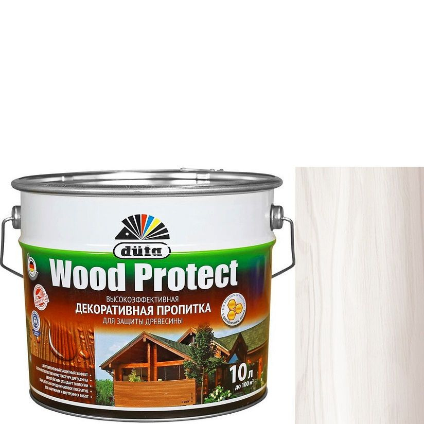 Пропитка декоративная для защиты древесины Dufa Wood Protect белая 2,5 л.  #1