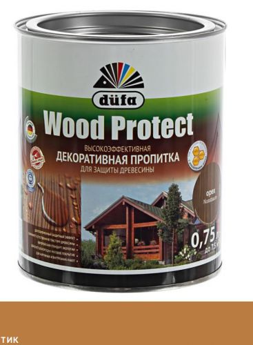 Пропитка декоративная для защиты древесины Dufa Wood Protect тик 0,75 л.  #1