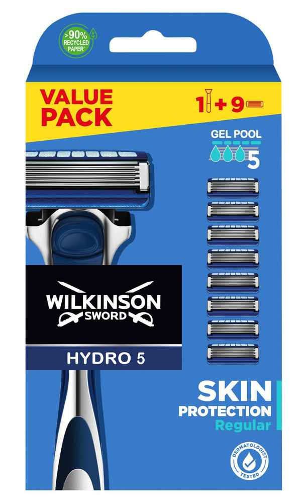 Wilkinson Sword / Schick Hydro 5 Skin Protection Regular / Бритвенный мужской станок с 9 сменными кассетами. #1