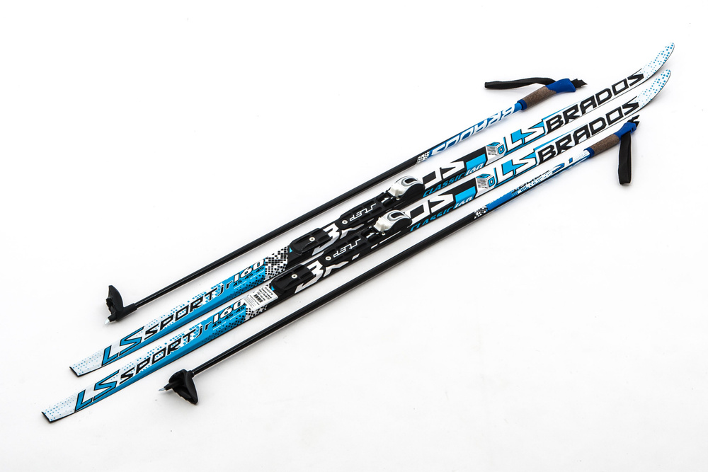 Лыжный комплект NNN с креплением STC и палками - длина 150см WAX Brados LS Blue / без насечек / детские #1