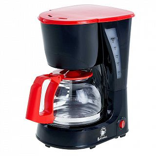 Кофеварка электрическая капельная 600 Вт, 0,6 л черная с красным  #1
