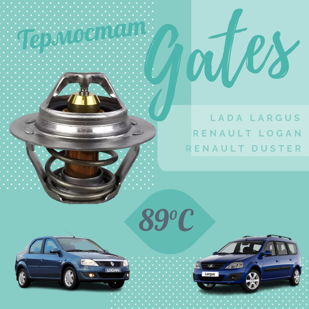 Термостат Gates с прокладкой для Renault Рено Логан Logan (04-), Ларгус ...