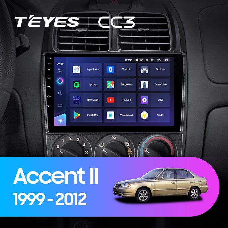 Магнитола для авто, Штатная магнитола TEYES CC3 9.0" 3 Gb для Hyundai Accent 1999-2012  #1