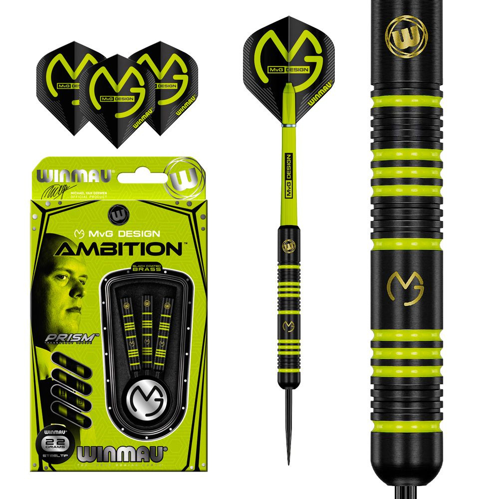 Дротики 22гр Winmau MvG Ambition steeltip (Michael van Gerwen). Для игры в Дартс.  #1