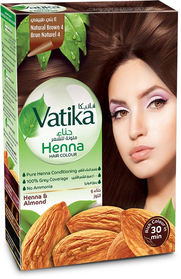 Dabur Vatika Натуральная краска для волос с хной Henna Natural Естественный коричневый 6x10 г  #1