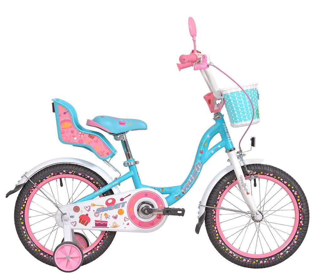 Велосипед двухколесный детский 16" дюймов RUSH HOUR SWEET рост 110-125 см для девочки бирюзовый. Для #1