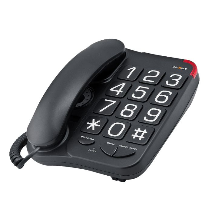 Телефон проводной Texet TX-201 черный #1
