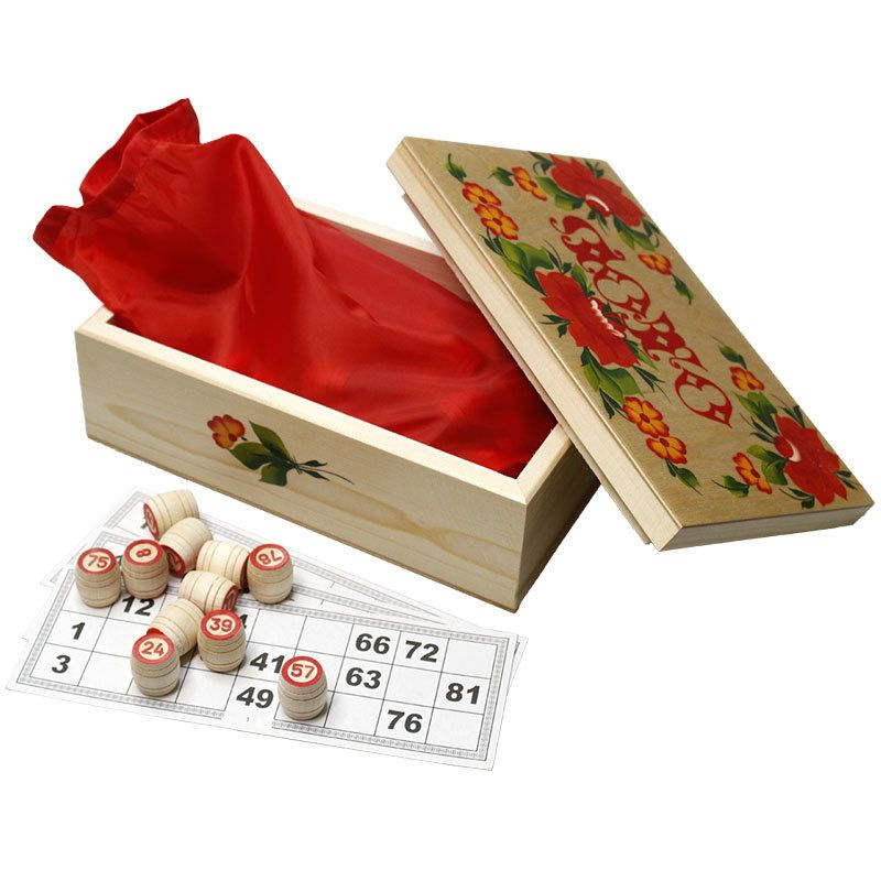 Настольная игра "Русское лото. Цветы" в деревянной коробке  #1