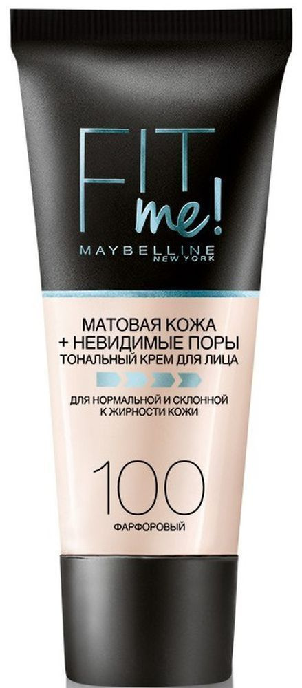 Maybelline New York Тональный крем для лица Fit Me, 100 Фарфоровый, срок годности 31.03.25, матирующий, #1