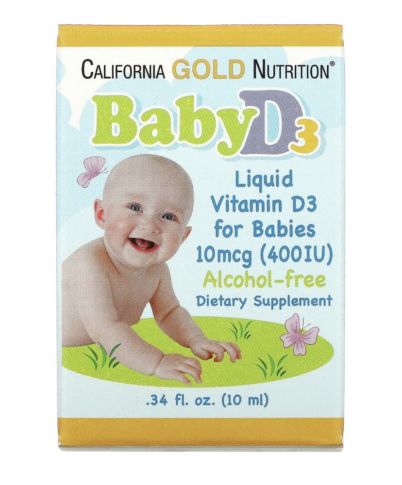 California Gold Nutrition, жид. витамин Д-3, 10 мкг (400 МЕ), 10 мл (0,34 жидк. унции)  #1