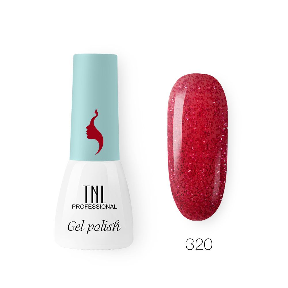 Гель лак для ногтей красный с блестками TNL 8 Чувств Mini №320 (3,5 мл.)  #1