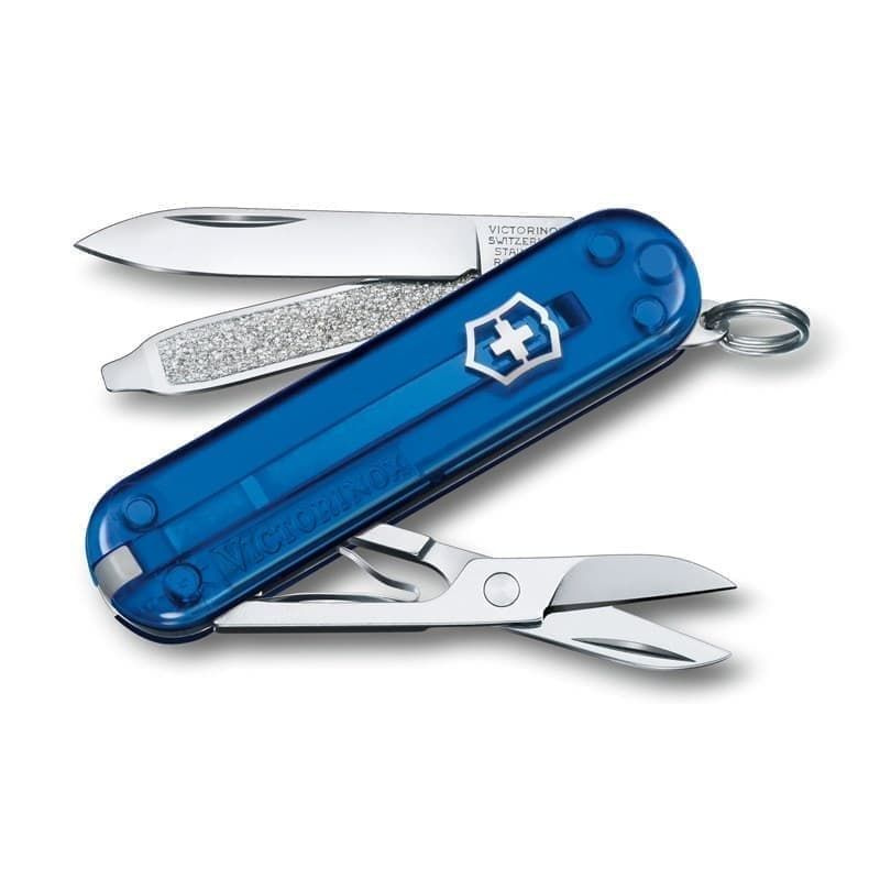 Нож-брелок VICTORINOX Classic SD Colors "Deep Ocean", 58 мм, 7 функций, полупрозрачный синий  #1