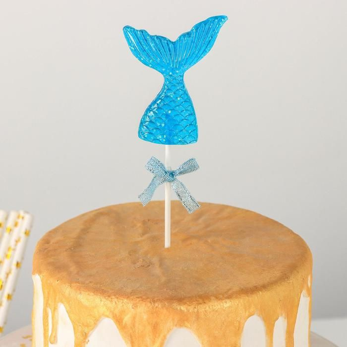 Топпер КНР на торт "Хвост русалки", 18,5х5 см, цвет голубой (6912060)  #1