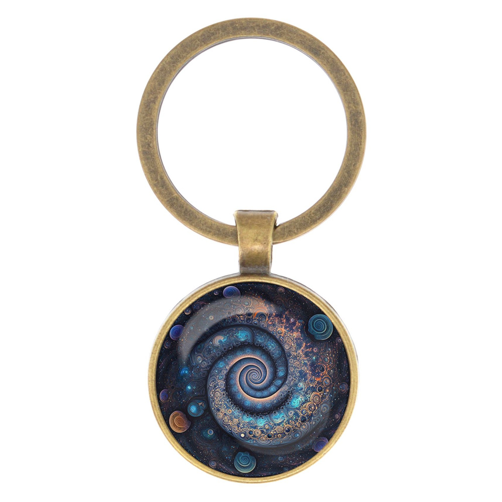 Брелок для ключей Спираль Галактики, диаметр 28мм, изображение защищено выпуклой стеклянной линзой, Foresta #1