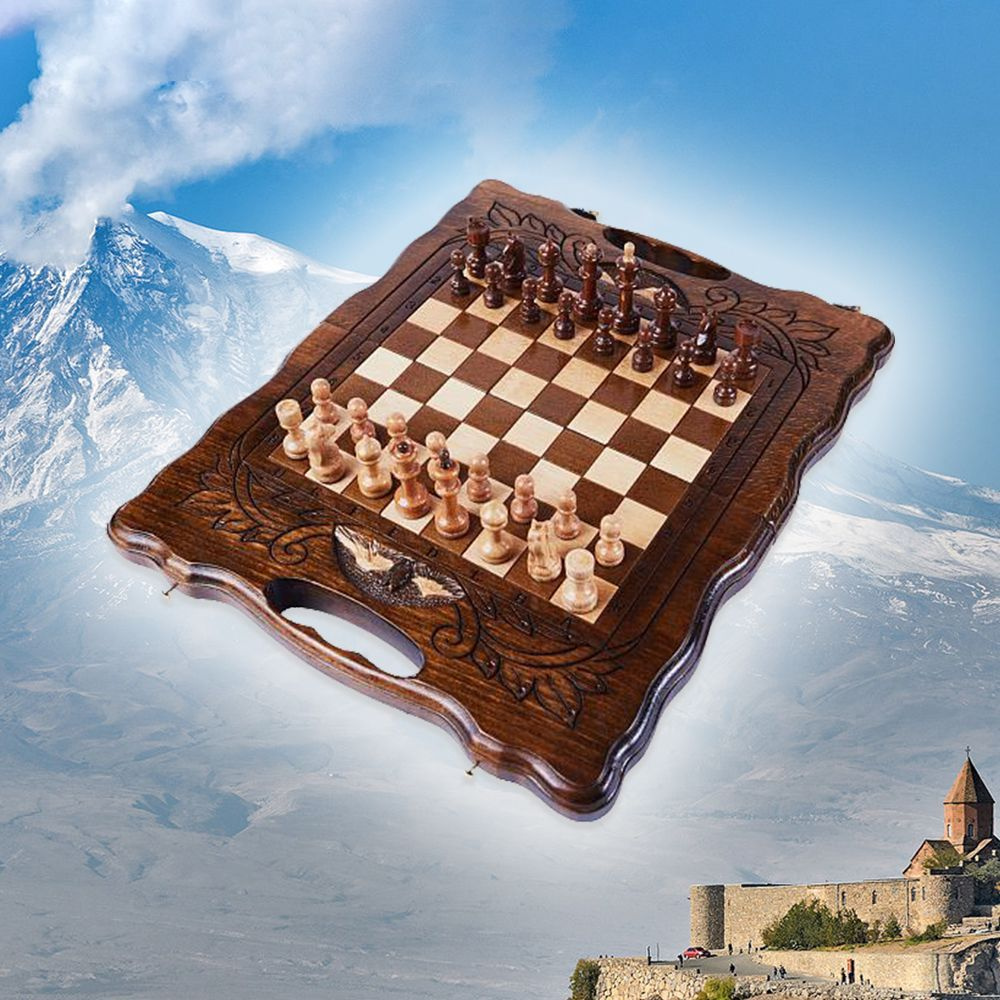 Шахматы и нарды деревянные 30 х 36 см бук Армения #1