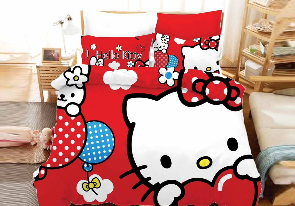 Детское постельное белье 1.5 спальное хлопок 100% Hello Kitty (Хеллоу Китти) / Детский комплект постельного #1