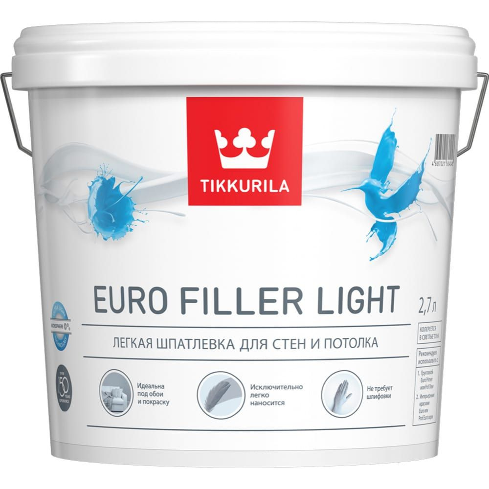 Шпаклевка финишная легкая Tikkurila EURO FILLER LIGHT 0.9 л 700009481 #1