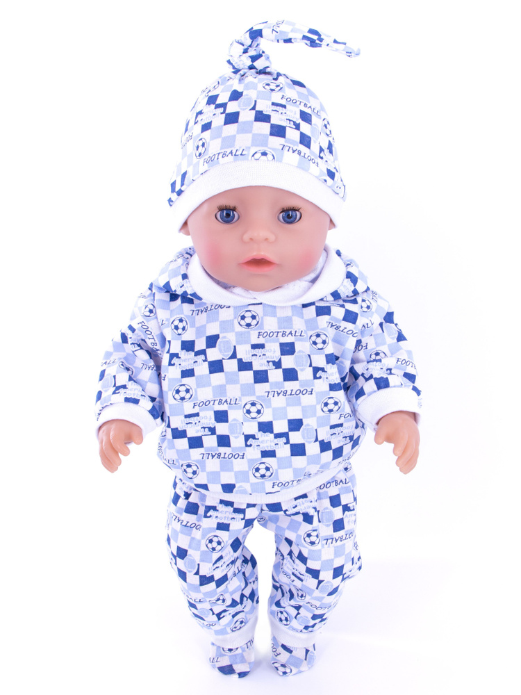 Одежда для кукол Модница Трикотажный набор для пупса Беби Бон (Baby Born) 43см голубой  #1