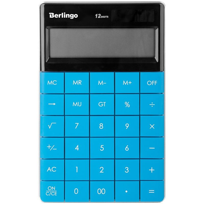 Калькулятор настольный Berlingo "Power TX", 12 разрядов, двойное питание, 165х105х13 мм, синий (CIB_100) #1