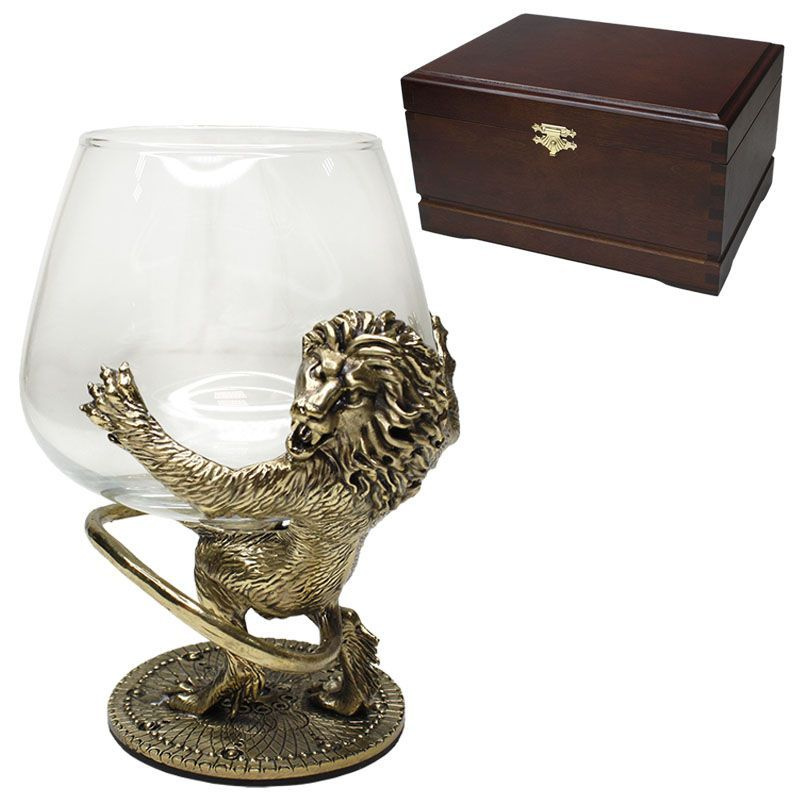 Подарочный бокал "Лев" в деревянной шкатулке (420 мл) #1