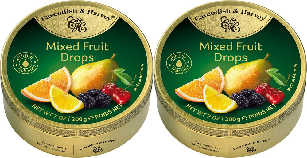 Леденцы Cavendish & Harvey Mixed Fruit Drops Фруктовое ассорти, комплект: 2 упаковки по 200 г  #1
