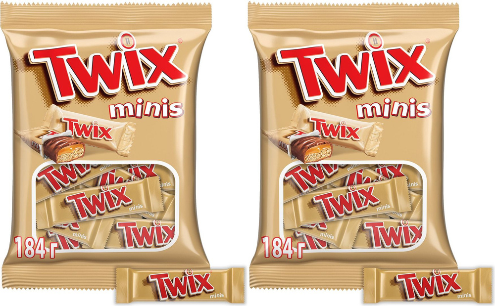 Батончик Twix Minis шоколадный, комплект: 2 упаковки по 184 г #1