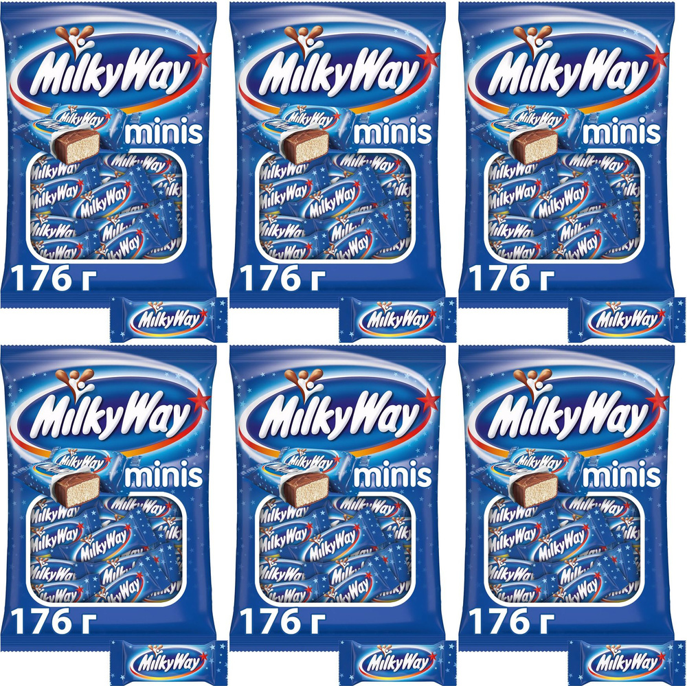 Конфеты шоколадные Milky Way Minis, комплект: 6 упаковок по 176 г  #1