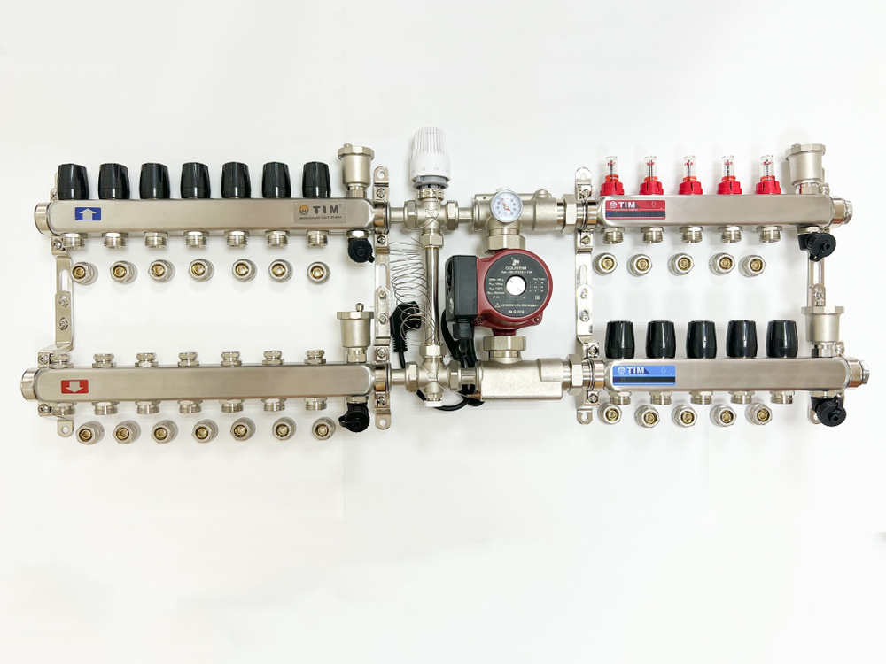 Комплект для подключения тёплого водяного пола на 5 выходов и радиаторов отопления 7 шт  #1