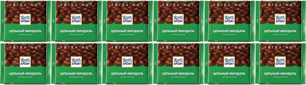 Шоколад Ritter Sport молочный с цельным миндалем, комплект: 12 упаковок по 100 г  #1