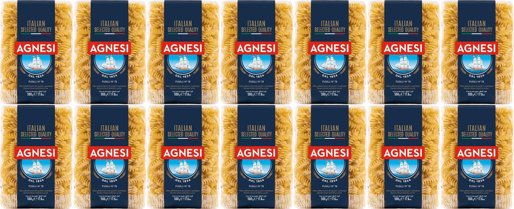 Макаронные изделия Agnesi Fusilli No78, комплект: 14 упаковок по 500 г  #1