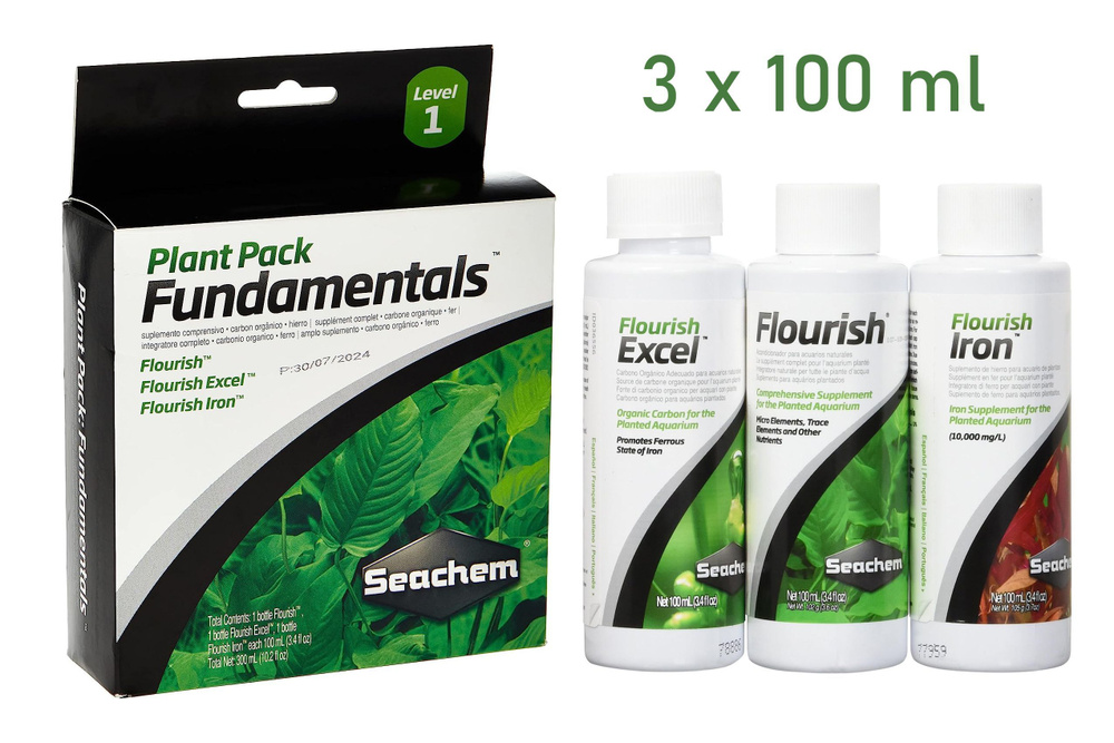 Удобрение для растений Seachem Plant Pack: Fundamentals - комплекс добавок микроэлементов, 3x100мл.  #1