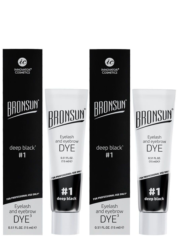 Комплект красок для бровей и ресниц BRONSUN, цвет черный #1, 15мл, (2 шт)  #1