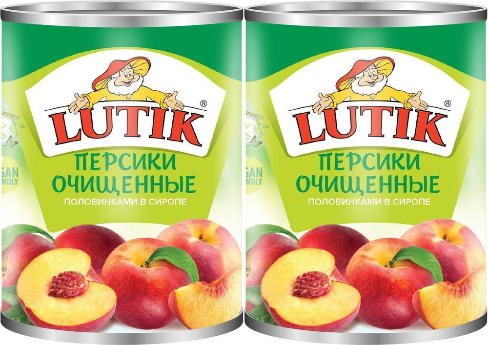 Персики Lutik половинки очищенные в сиропе 425 мл, комплект: 2 упаковки по 410 г  #1