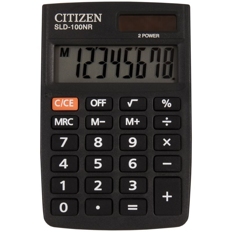 Калькулятор карманный Citizen SLD-100NR, 8 разрядов, двойное питание, 58*88*10 мм, черный  #1