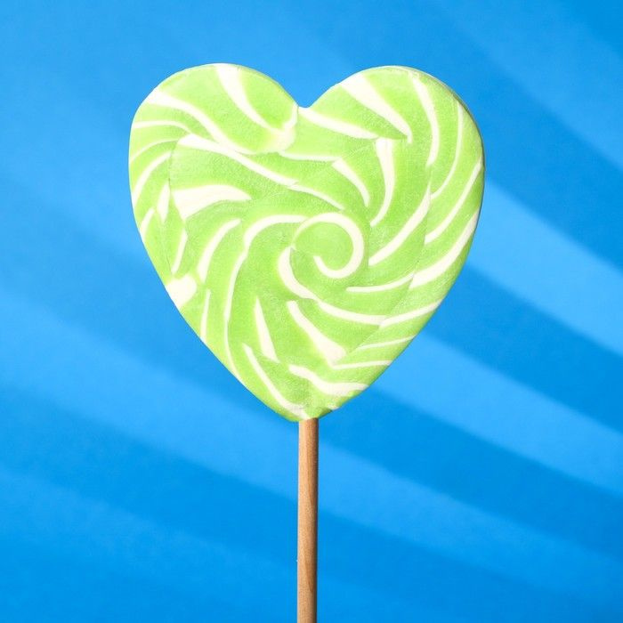 Карамель на палочке 'Лолли сердце двухцветное' 70г зелёное  #1