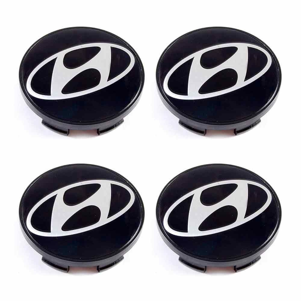 Колпачки на литые диски 60/54/10 мм - 4 шт / Заглушки ступицы Hyundai черный для дисков TG Raicing  #1