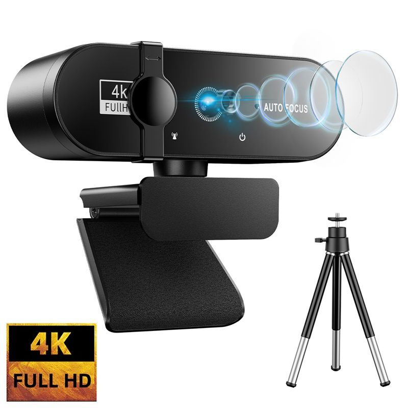 веб камера для пк с микрофоном, 4K веб-камера с штатив для ноутбука ...