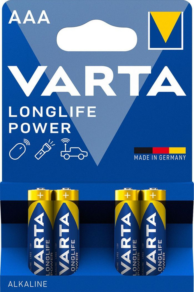 Батарейки ААА VARTA LongLife Power AAA 4 шт, мизинчиковые #1