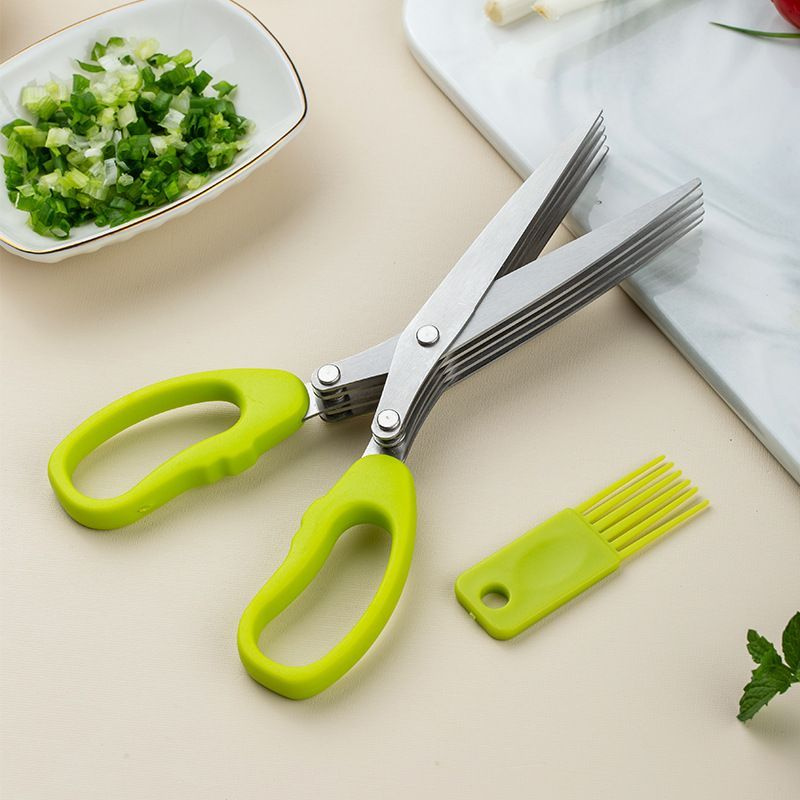 Кухонные многослойные ножницы. Универсальные ножницы с 5 лезвиями для нарезки зелени, для бумаги  #1