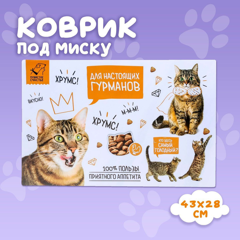 Коврик под миску для кошек, 43 х 28 см., пластик #1