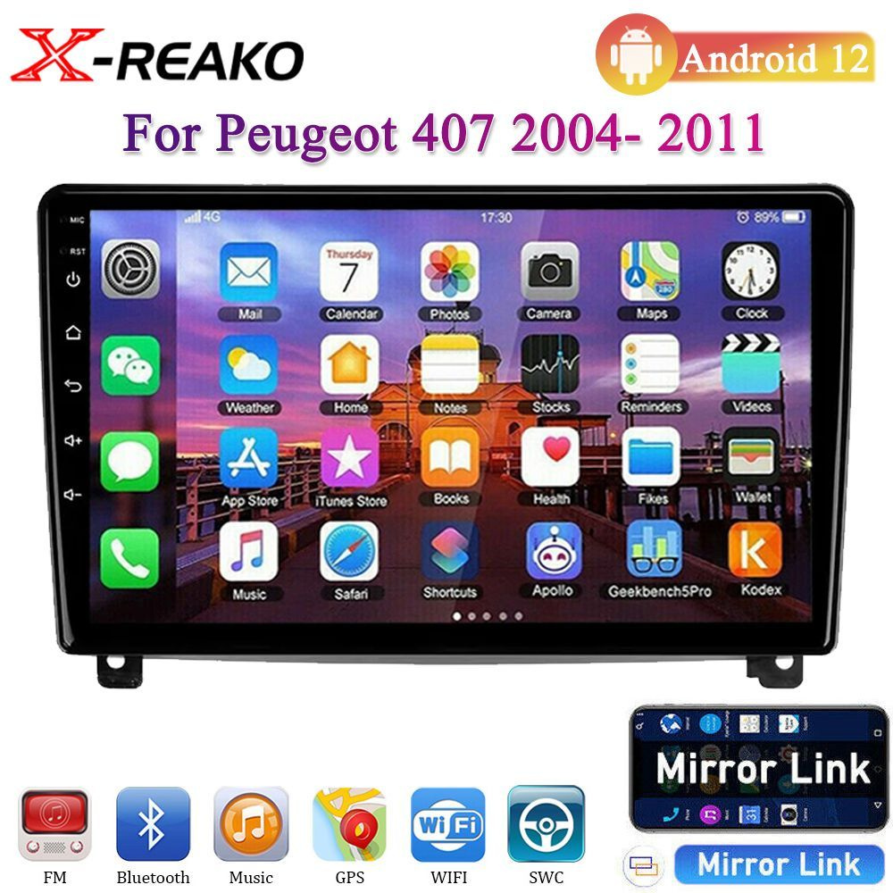 магнитола для Пежо 407/Peugeot 407 2004-2010 2+64G 2 DIN Android 12 ...