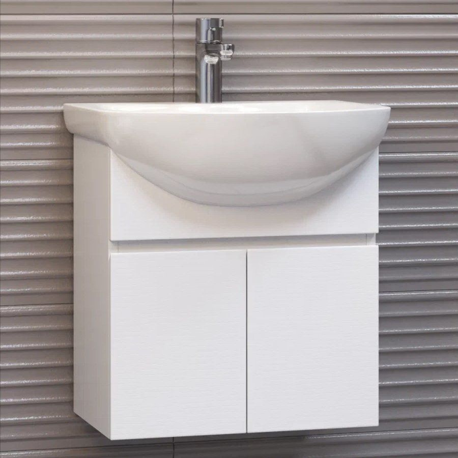 Тумба с раковиной Vigo Wing 50 подвесная, 50 см, из фарфора, белая ...