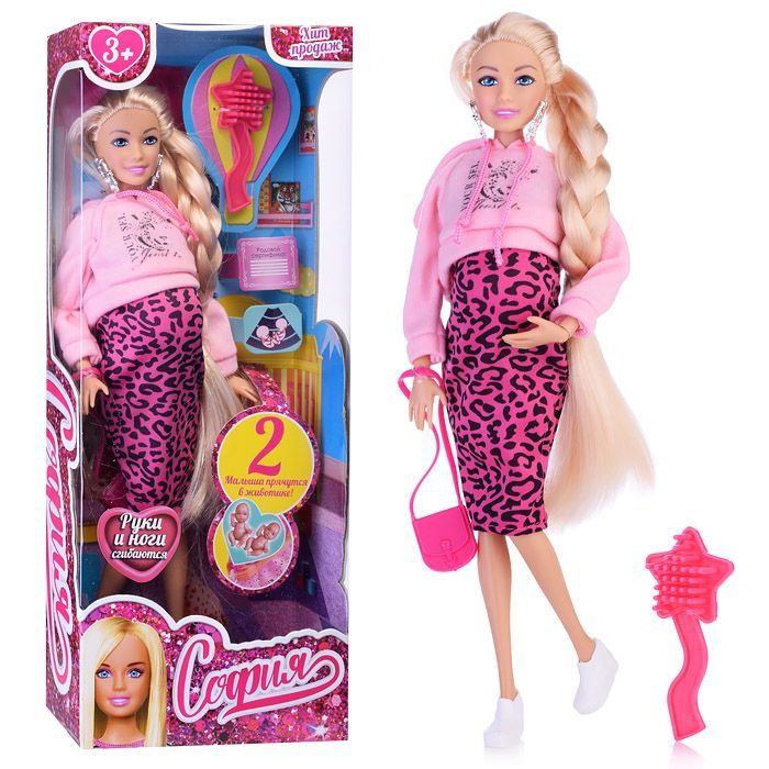 Кукла типа Барби София беременная двойней, 29 см, (руки и ноги сгиб, акс,) в коробке 66001B2-C8-S-BB #1