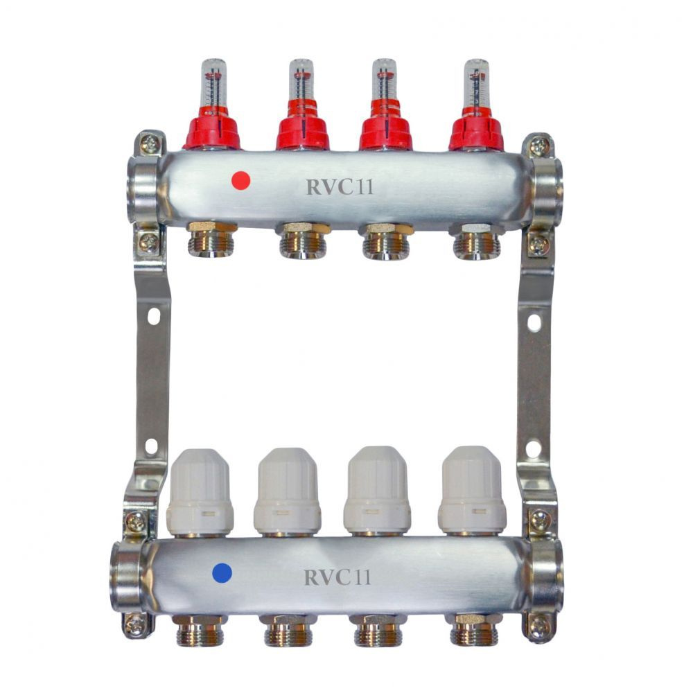 Коллекторный блок с расходомерами RVC НЕРЖ 1" (DN25) 4*3/4 #1