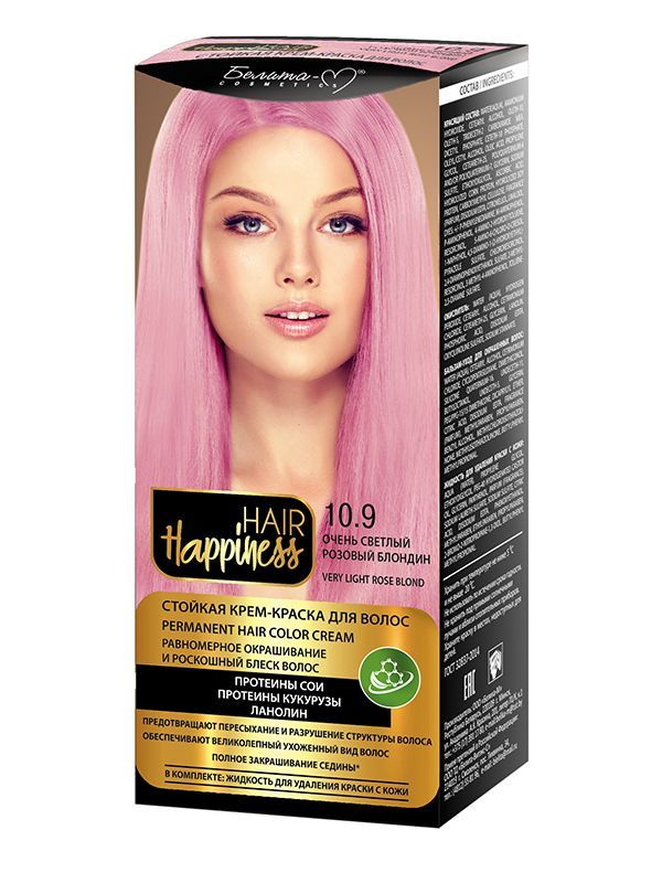 Белита-М Крем-краска для волос HAIR HAPPINESS стойкая тон 10.9 ОЧЕНЬ СВЕТЛЫЙ РОЗОВЫЙ БЛОНДИН  #1