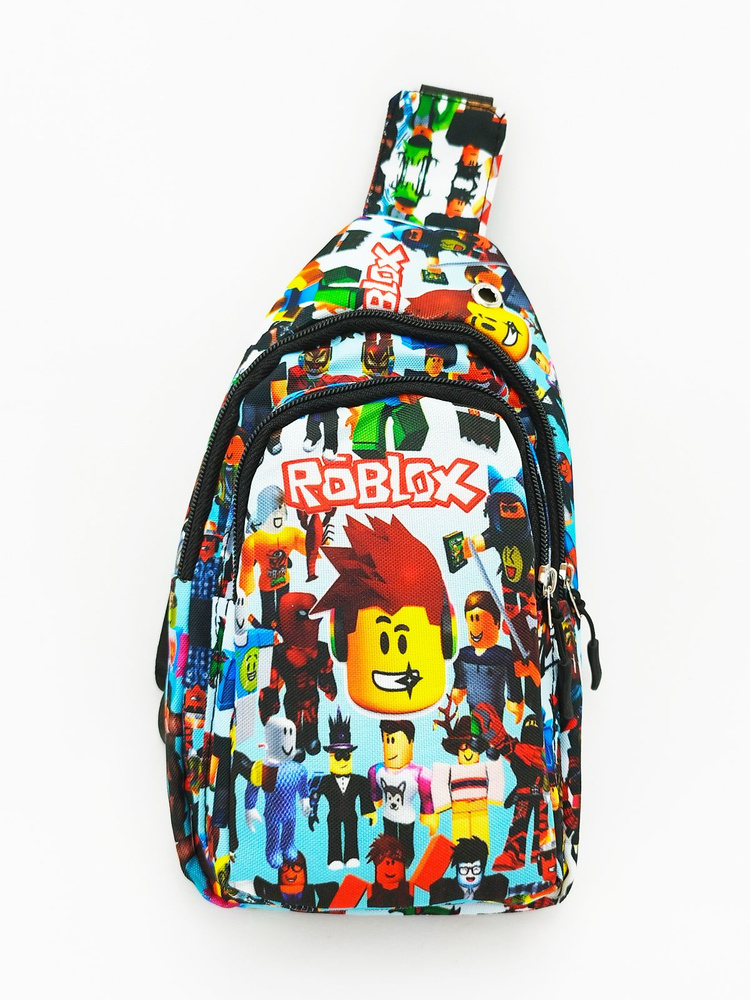 Рюкзак детский на плечо Roblox (Роблокс), цвет - голубой / сумка для мелочей детская, сумка для телефона #1