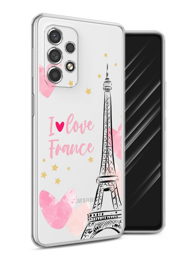 Силиконовый чехол на Samsung Galaxy A53 5G / Самсунг А53 5G "I love France", прозрачный  #1